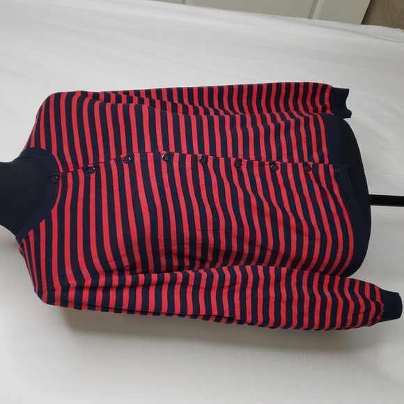 Banana Republic Womens Wool Blend Stripe Cardigan Size M Preppy Stretch Layer - Picture 3 of 16